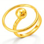 Adjustable 18K gold plated stainless steel ring on white background