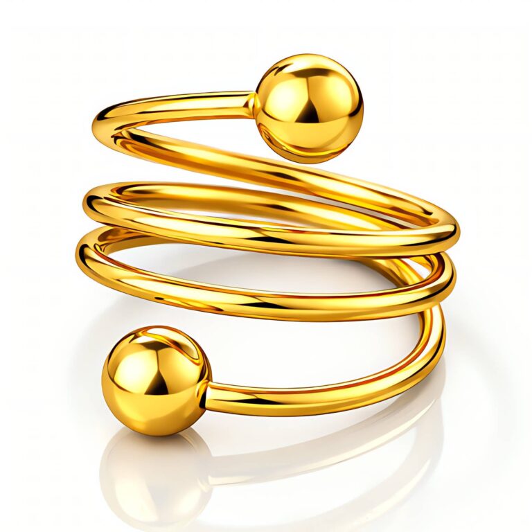 18K gold plated stainless steel sized ring on white background