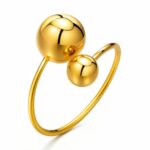 Adjustable 18K gold plated stainless steel ring on white background