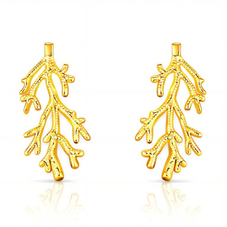18K gold plated stainless steel stud earrings front view