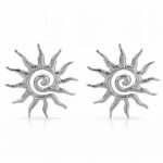 Stainless steel Suns stud earrings sized 3.3 by 3 cm with smooth finish