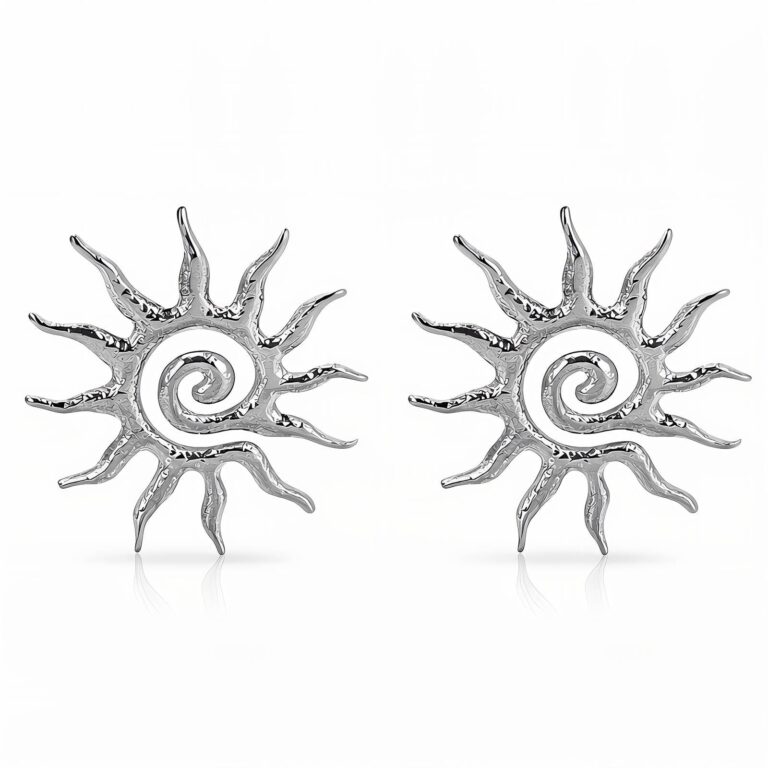 Stainless steel Suns stud earrings sized 3.3 by 3 cm with smooth finish