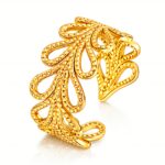 Adjustable 18K gold plated stainless steel ring on white background