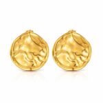 18K gold plated stainless steel circle earrings on white background
