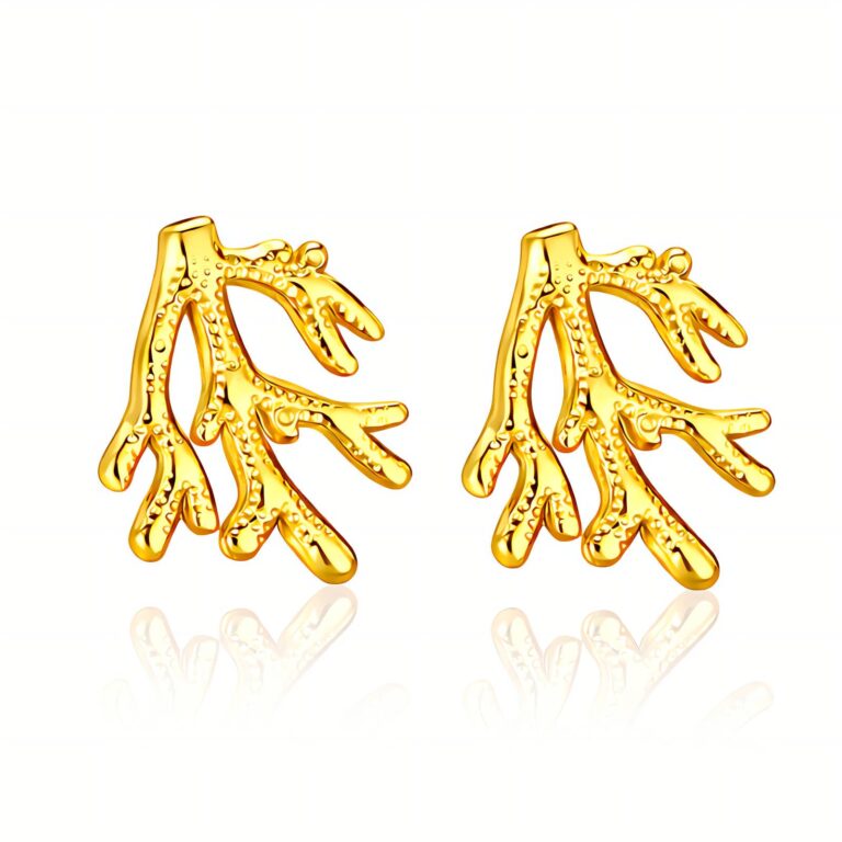 18K gold plated stainless steel stud earrings 2x2 cm