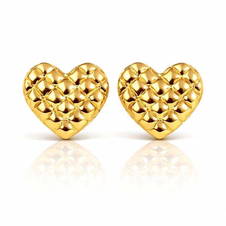18K gold plated stainless steel heart-shaped stud earrings