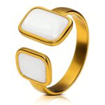 adjustable 18K gold plated stainless steel ring with enamel finish