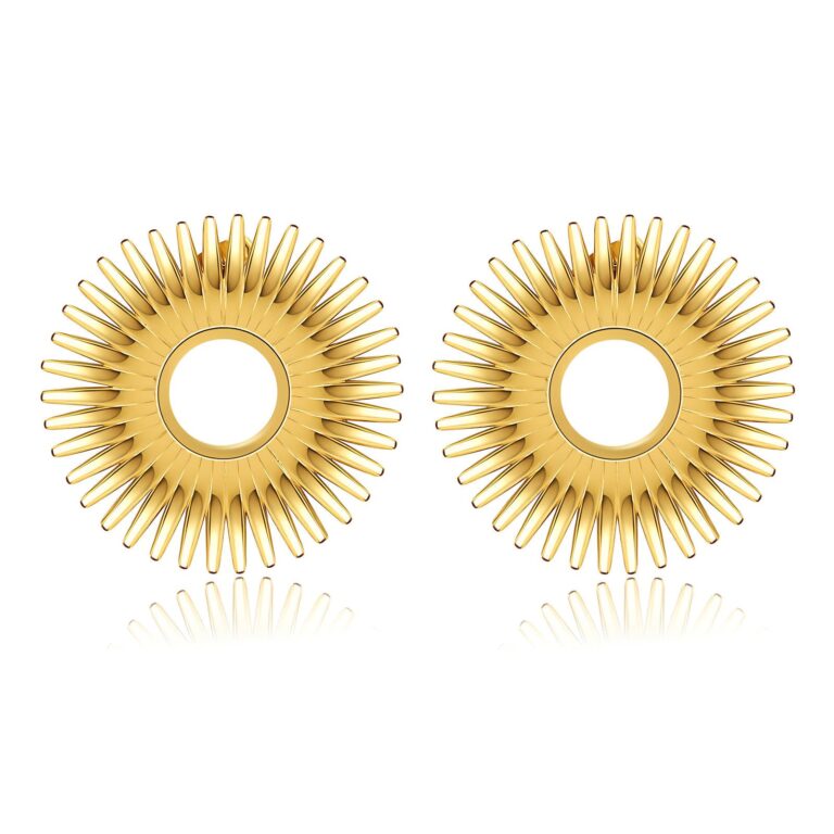18K gold plated stainless steel sunflower stud earrings