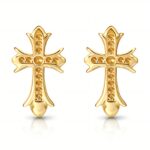 18K gold plated stainless steel cross stud earrings