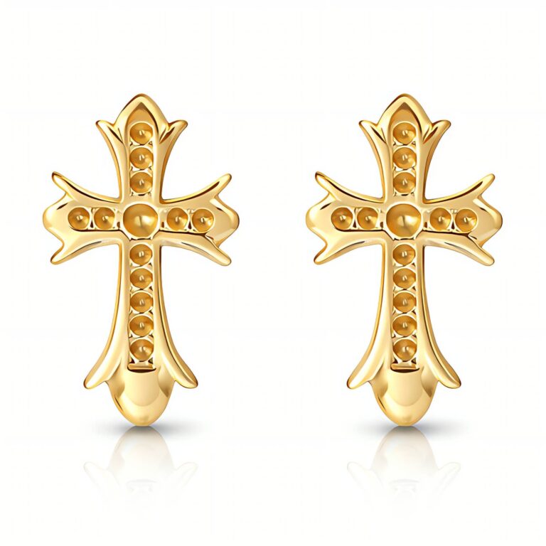 18K gold plated stainless steel cross stud earrings
