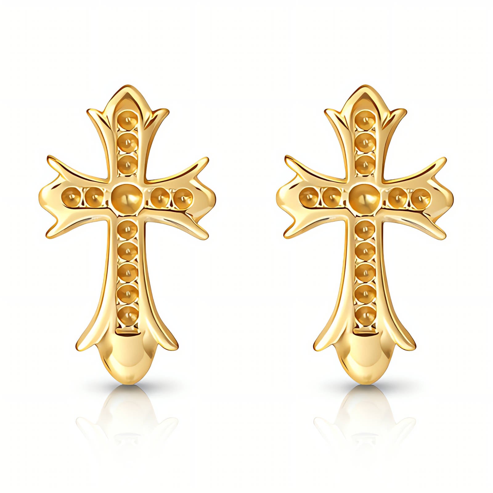 91652-0_091348 18K gold plated stainless steel cross stud earrings