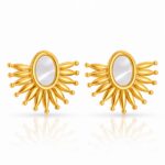 18K gold plated stainless steel stud earrings on white background