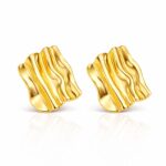 18K gold plated stainless steel stud earrings front view