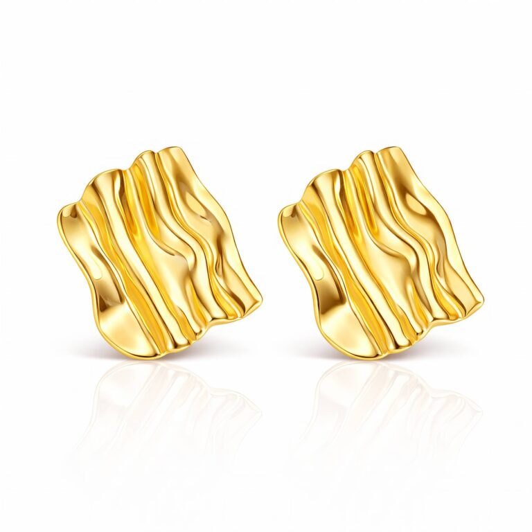 18K gold plated stainless steel stud earrings front view