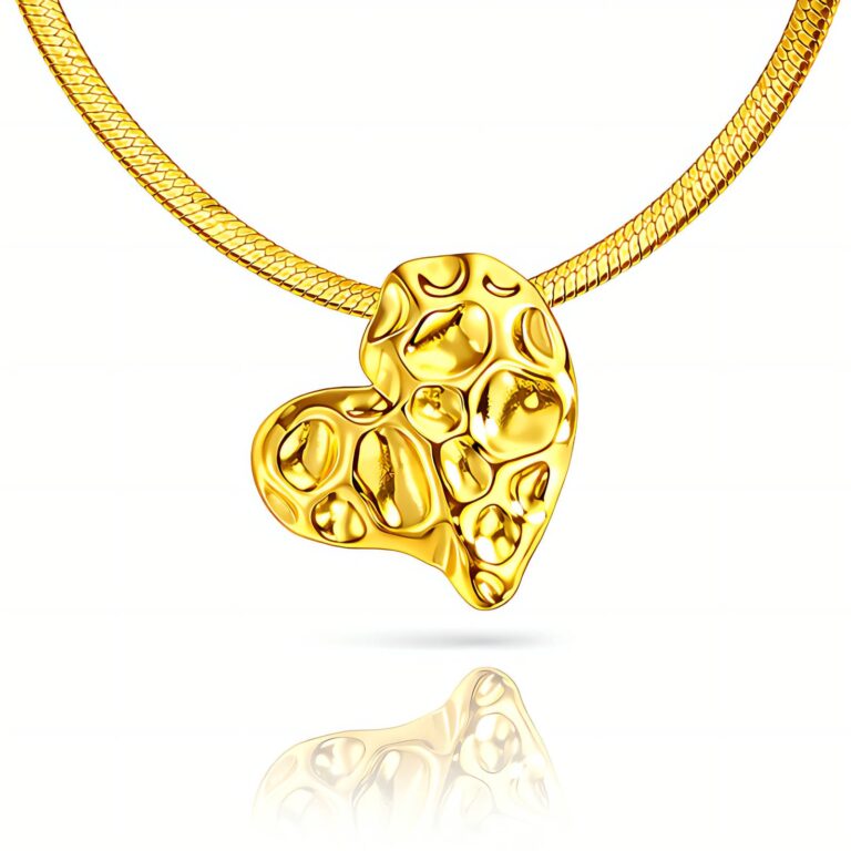 18K gold plated stainless steel heart necklace with lobster claw clasp