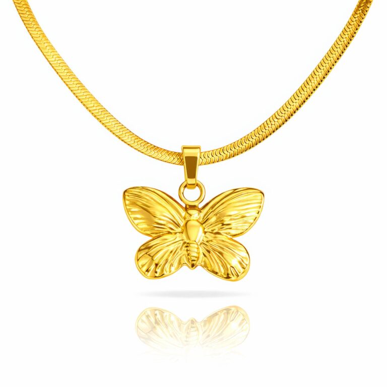 18K gold plated stainless steel bee necklace with adjustable chain