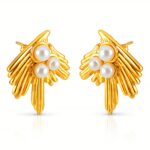 18K gold plated stainless steel pearl stud earrings
