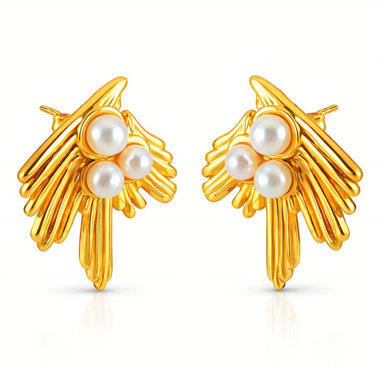 18K gold plated stainless steel pearl stud earrings
