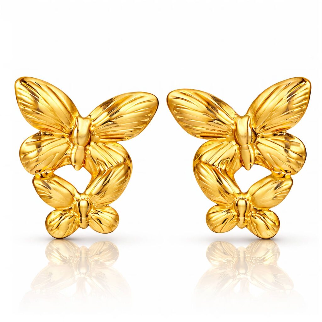 18K gold plated stainless steel bee stud earrings
