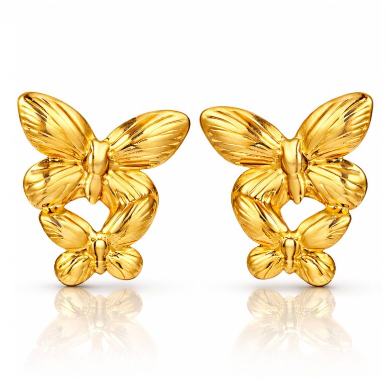 18K gold plated stainless steel bee stud earrings