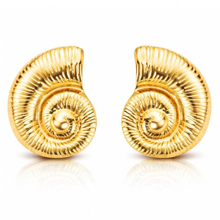18K gold plated stainless steel seashell stud earrings