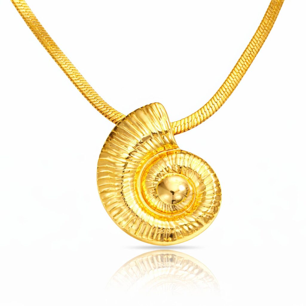 18K gold plated stainless steel seashell necklace with lobster claw clasp