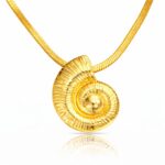18K gold plated stainless steel seashell necklace with lobster claw clasp