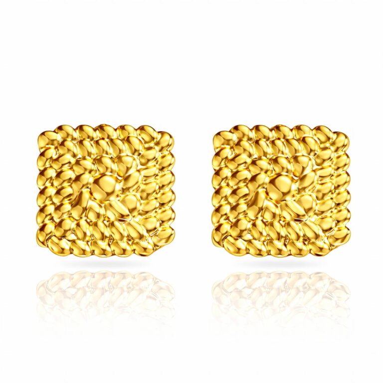 18K gold plated stainless steel stud earrings 2.1 cm size