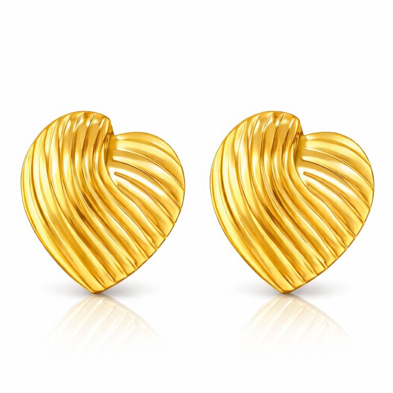 18K gold plated stainless steel heart stud earrings