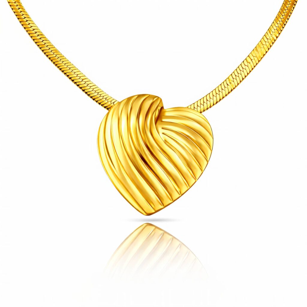 18K gold plated stainless steel heart pendant necklace with lobster claw clasp