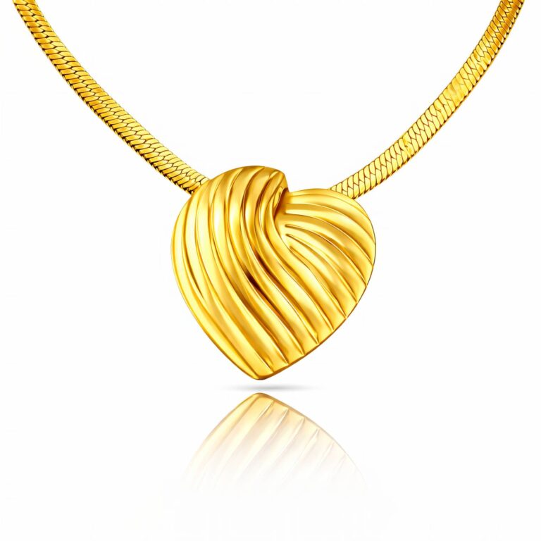 18K gold plated stainless steel heart pendant necklace with lobster claw clasp