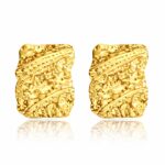 18K gold plated stainless steel stud earrings on white background