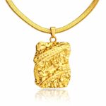 18K gold plated stainless steel necklace with pendant on white background