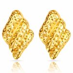 18K gold plated stainless steel stud earrings on white background