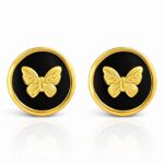 18K gold plated stainless steel butterfly stud earrings with enamel detailing