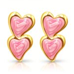 18K gold plated stainless steel heart earrings with stud closure