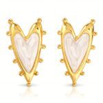 18K gold plated stainless steel heart stud earrings with enamel finish