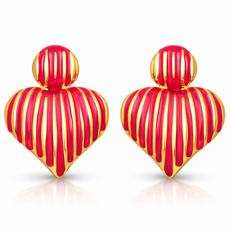 18K gold plated stainless steel stud earrings front view