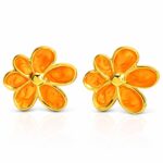 18K gold plated stainless steel flower earrings with enamel detail