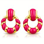 18K gold plated stainless steel stud earrings with enamel finish