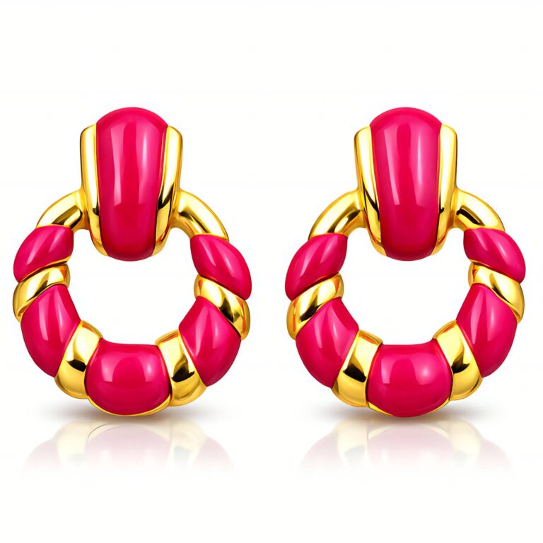18K gold plated stainless steel stud earrings with enamel finish