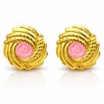 18K gold plated stainless steel stud earrings measuring 1.8 cm