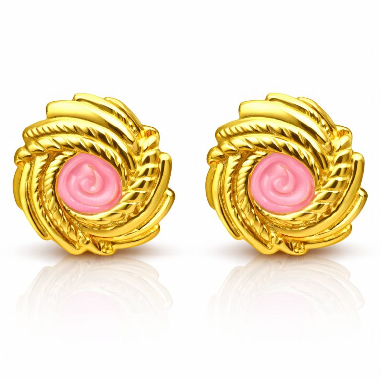 18K gold plated stainless steel stud earrings measuring 1.8 cm