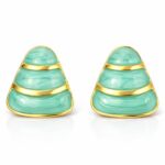 18K gold plated stainless steel stud earrings with enamel, 2.2 cm size