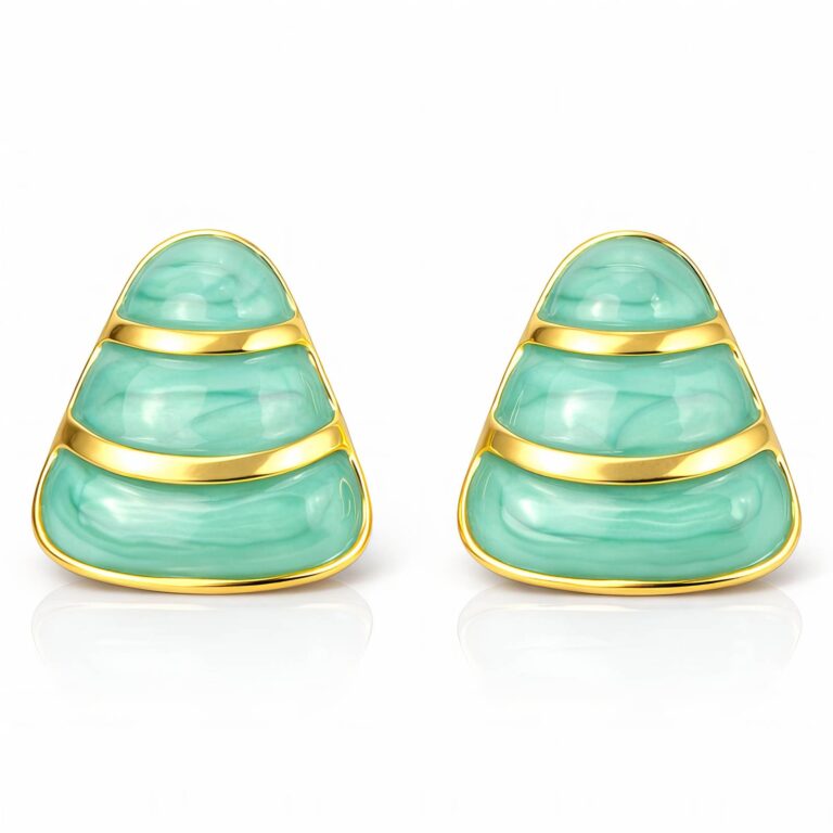 18K gold plated stainless steel stud earrings with enamel, 2.2 cm size