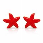 18K gold plated starfish stud earrings on white background