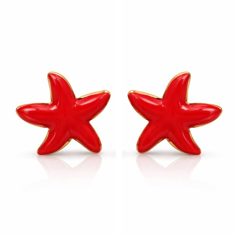 18K gold plated starfish stud earrings on white background