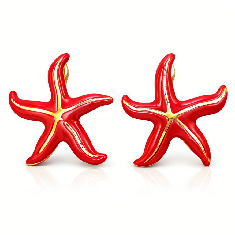 18K gold plated starfish stud earrings on white background