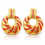 18K gold plated stainless steel stud earrings with enamel detail