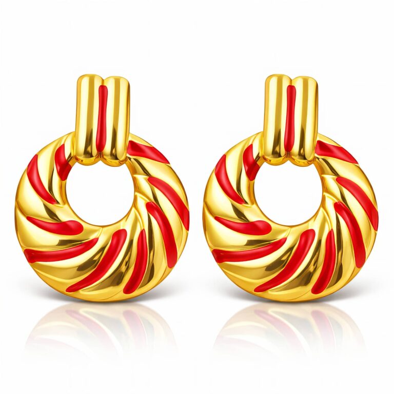 18K gold plated stainless steel stud earrings with enamel detail